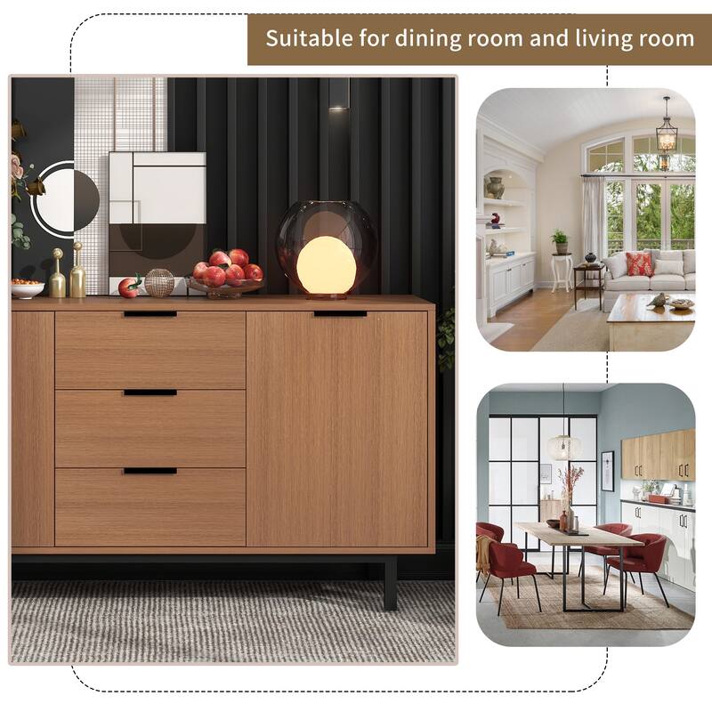 Contemporary Style Large Storage Space Particleboard Sideboard