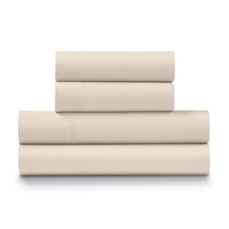 Ella Jayne 100% Cotton Percale Cool and Crisp Deep Pocket Sheet Set - Sand - California King