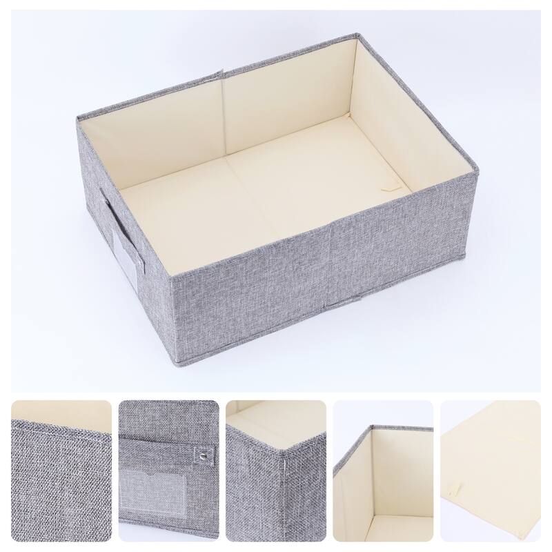 Storage Cube, Fabric Storage Bin with Handles for Shelves Closet, 1 Pack Foldable Storage Basket for Organizing Clothes Books - Grey - 19*14*7in