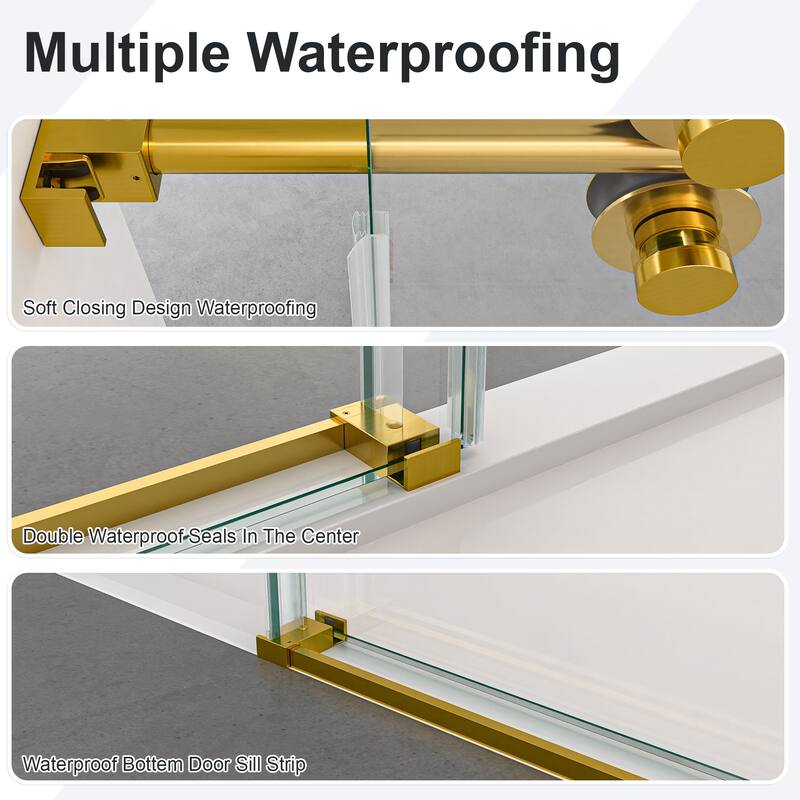 Frameless Clear Tempered Glass Single Sliding Shower Door w/ 5/16" Thick