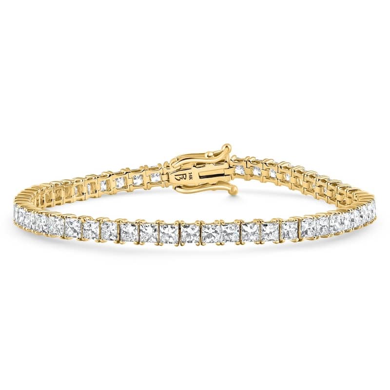 Bliss Diamond 9.20Ct Princess Cut Diamond 7" Tennis Bracelet Gold Lab Grown - Yellow