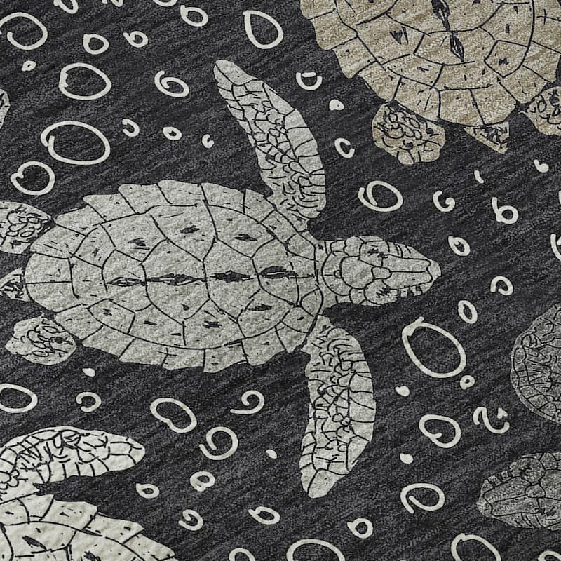 Premium Washable Super Soft Coastal Turtles Mayfield Rug