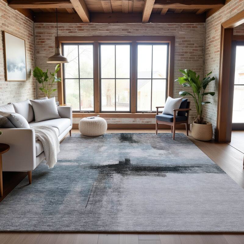 Premium Washable Super Soft Casual Contemporary Mayfield Rug - Blue - 10' x 14'