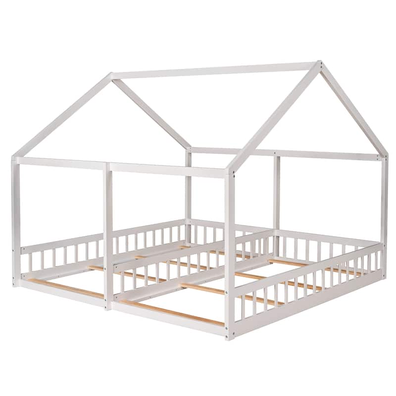 Double Twin Pine House Floor Platform Bed