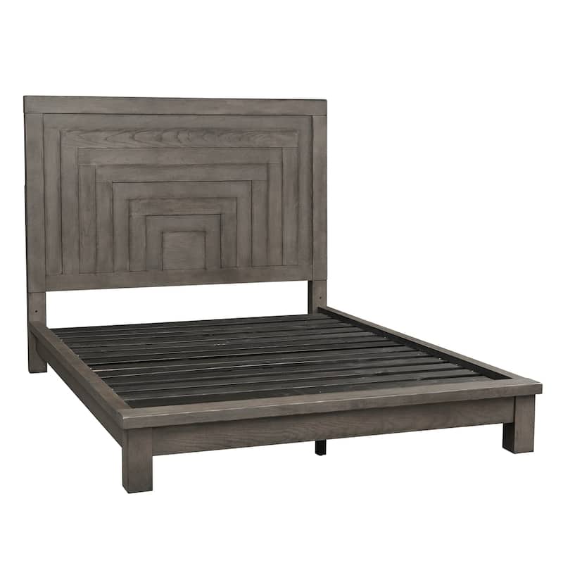 Modern Farmhouse Dusty Charcoal Distressed Queen Platform Bed
