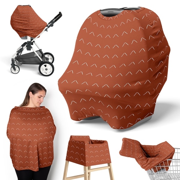 slide 2 of 6, Sweet Jojo Designs Orange Boho Arrow Boy Girl 5 in 1 Baby Car Seat Nursing Cover Off White Modern Bohemian Gender Neutral Arrows