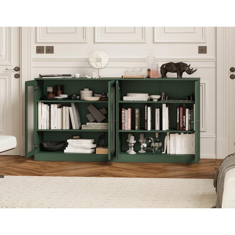Palace Imports 100% Solid Wood 64" Sideboard with Frosted Glass Doors and Adjustable Shelves