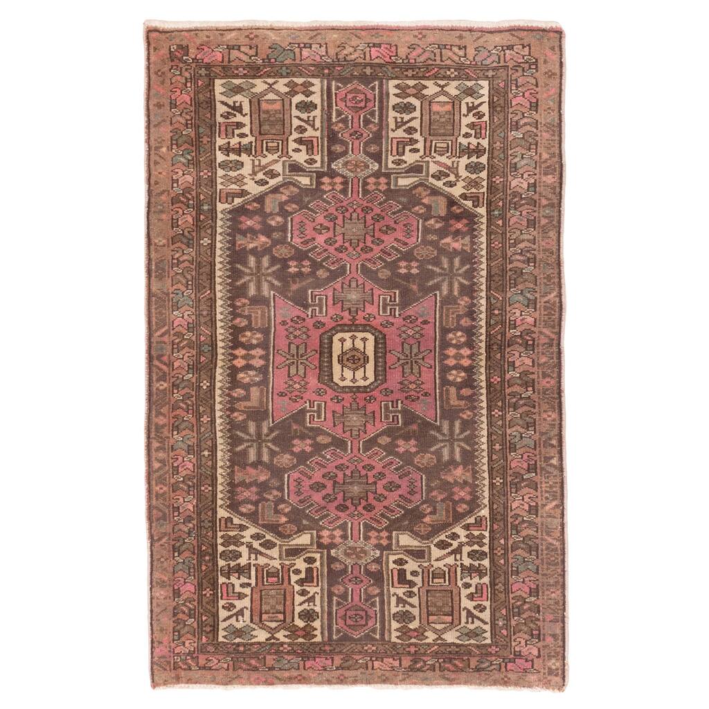 ECARPETGALLERY Hand-knotted Antalya Vintage Brown Wool Rug - 3'3 x 5'2