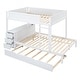 preview thumbnail 9 of 7, White Full-over-Full Bunk Bed with Twin Size Trundle, Storage and Desk