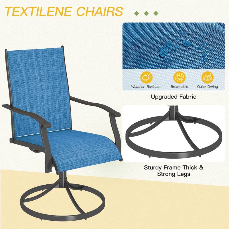 Patio Dining Set w Textilene / Swivel Rocking Chairs, Outdoor Table & Chairs w Adjustable Umbrella Hole, 5/7/9-Piece Garden Set
