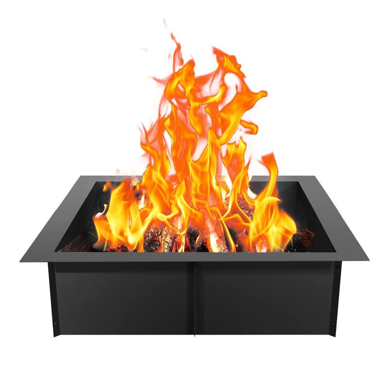 Black Carbon Steel Fire Pit Ring Liner, 8 Panels, Rust Resistant - 30 inch