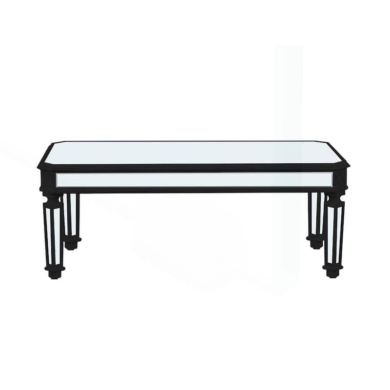 Vintage-Inspired Mirrored Coffee Table with Exquisite Carvings for Living and Office