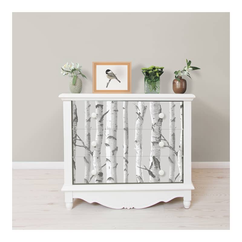 NuWallpaper Mountain Birch Grey Peel & Stick Wallpaper - 216in x 20.5in x 0.025in