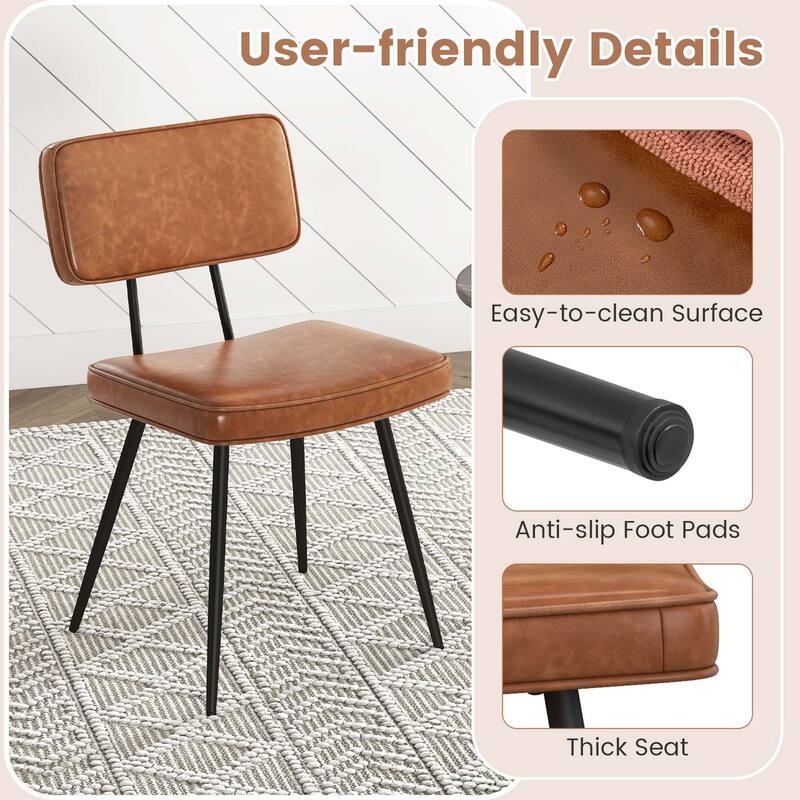 Gymax Dining Chairs Set of 4 w/ PU Leather Cover Filled Sponge