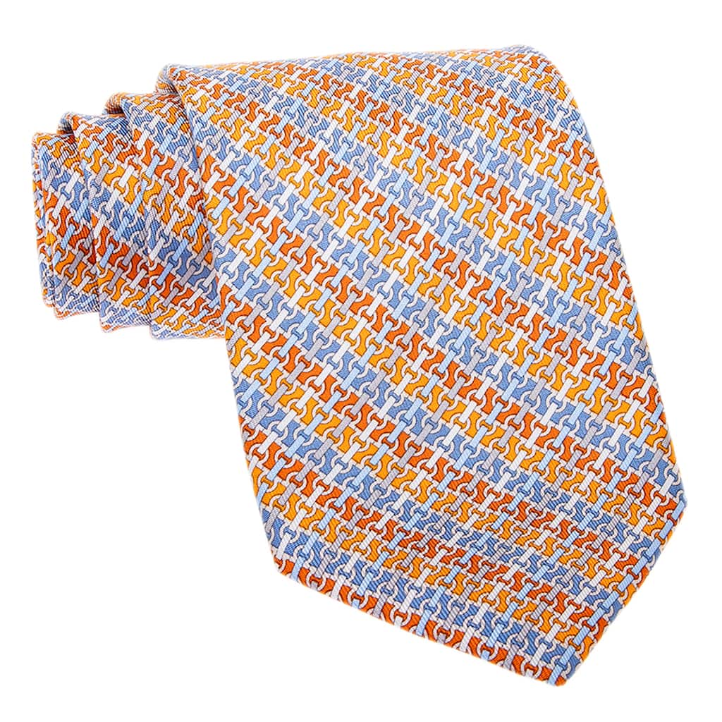 Ferragamo Gancini Chain Print Silk Tie