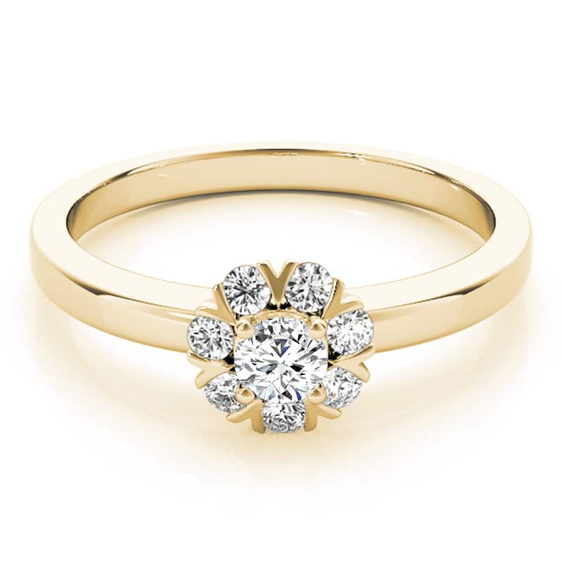 Auriya 14k Yellow Gold Lab Grown Round Diamond Halo Engagement Ring 0.50 to 5.00 ct. tw. (F-G VS)