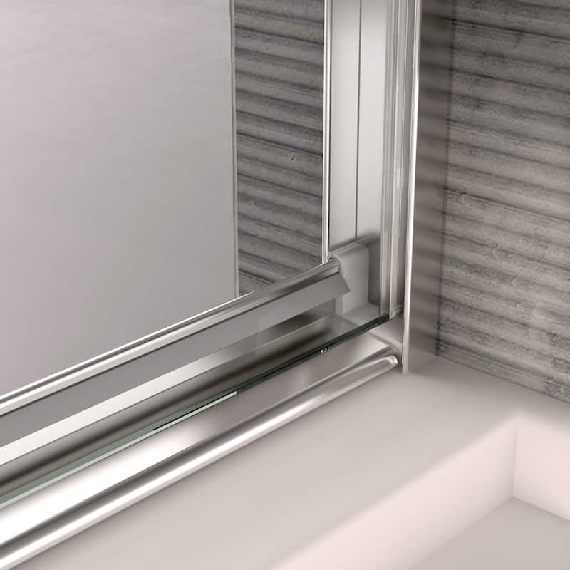 45''/54''W x 70'' H Glass Double Sliding Shower Door in Black/Chrome