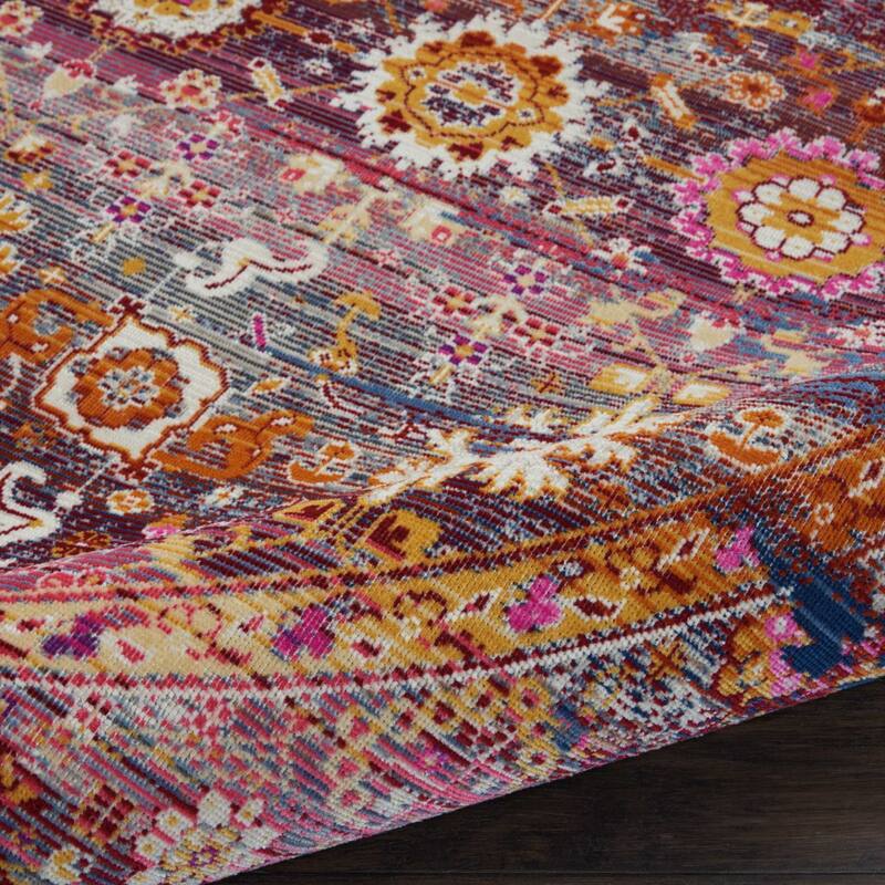 HomeRootsFloral Transitional Round Area Rug - 72' X '72' X '0.5