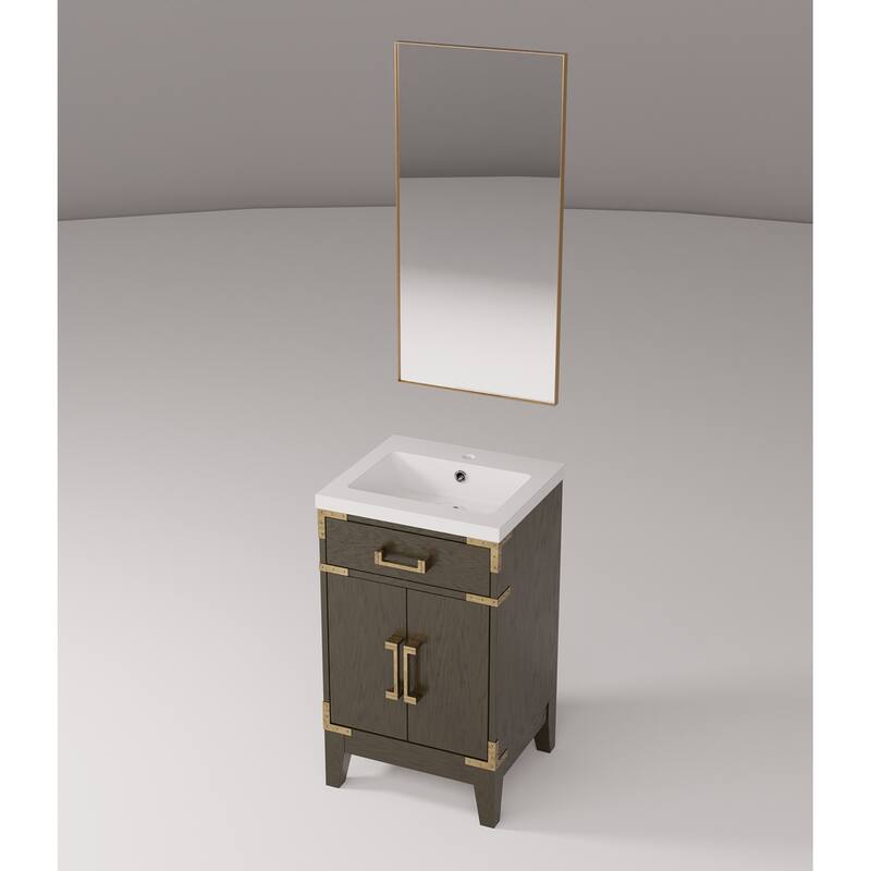 20-inch Bathroom Vanity with Acrylic Top, Soft Close Cabinet, and 18" x 24" Mirror - Polished Surface