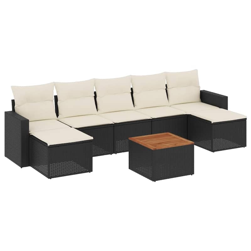 vidaXL Garden Sofa Set Black PE rattan 8 Piece Modular Garden Sofa Set - 24.4 x 25.8 x 27.2
