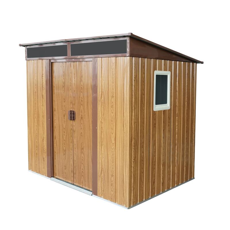 Outdoor Rust-proof Metal Storage Shed Garden Shed with Lockable Sliding Door, Weatherproof Tool Shed