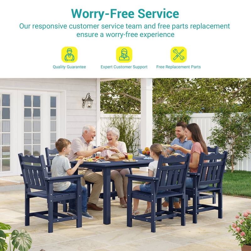 HIPS Outdoor Dining Set All-weather Patio Table and Chairs(Set of 7)