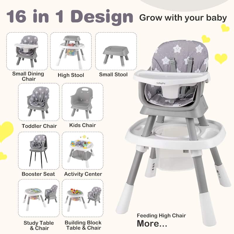 Gymax 16-in-1 Baby High Chair w/ Activity Center Booster Seat Building