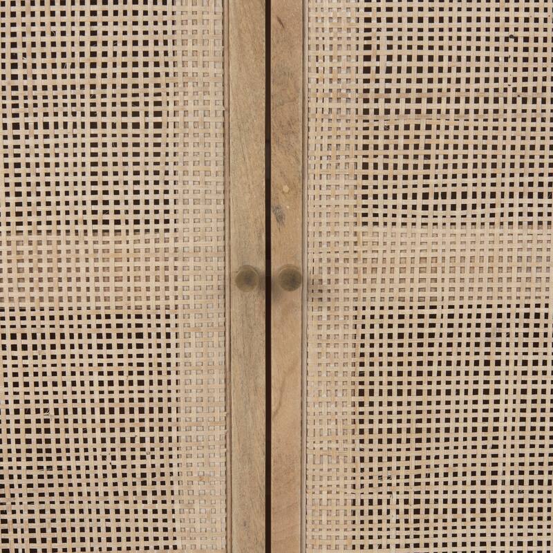 Grier Light Brown Solid Wood w/ Cane Doors Accent Cabinet