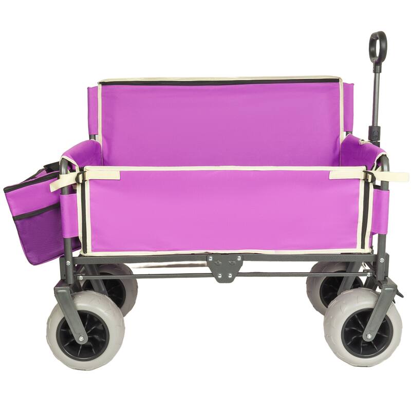 3-in-1 Heavy-Duty Folding Wagon Cart with Bench Seat & Storage, patent protection-Includes 1 ice pack, 500lbs, 180L Capacity