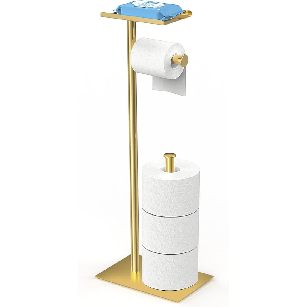 Gold toilet paper mobile phone holder, freestanding paper towel roll storage rack, home furnishings