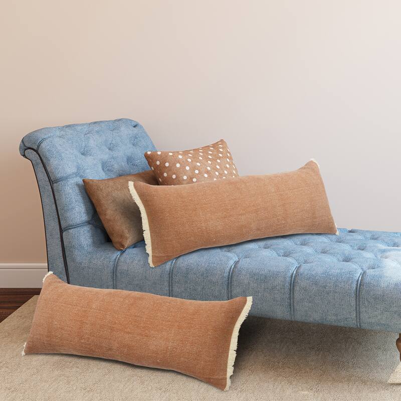 Caramel Coated Fringed Throw Pillow