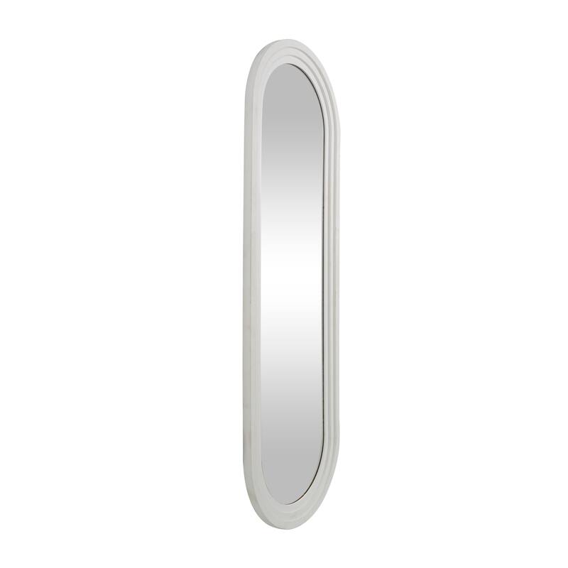 White Wooden Oval Room Wall Mirror with Layered Frame