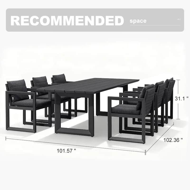 PURPLE LEAF Caesar Outdoor Dining Set Aluminum Luxury Patio Furniture with Olifen Removable Thick Cushion and Pillow-Grey - N/A