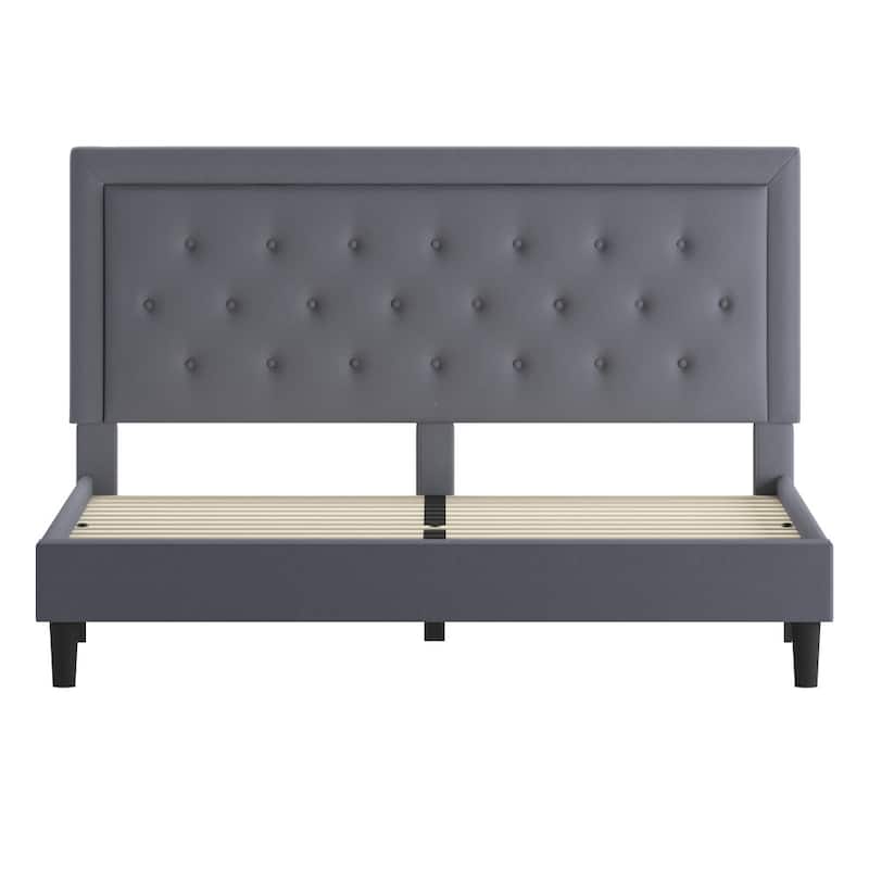 Panel Tufted Upholstered Platform Bed