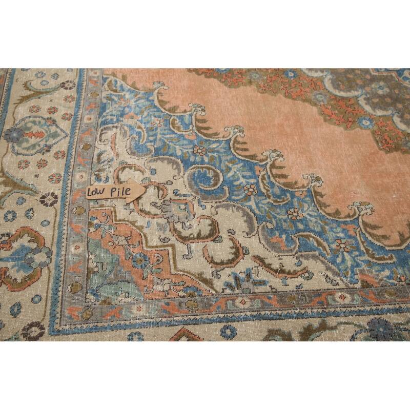 Hand Knotted Oriental 100% Wool Carpet Traditional Medallion Coral Tabriz Area Rug - 11' 7'' X 9' 9''