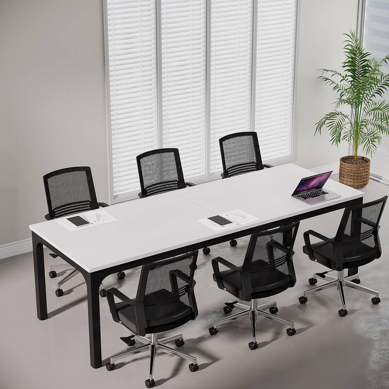 Modern Office 13FT Conference Table Set of 6, Large Rectangle Meeting Table, 78.74-Inch Long Business Seminar Table