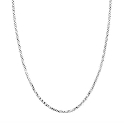 Curata 925 Sterling Silver Rhodium 3mm Popcorn Chain Necklace for Men