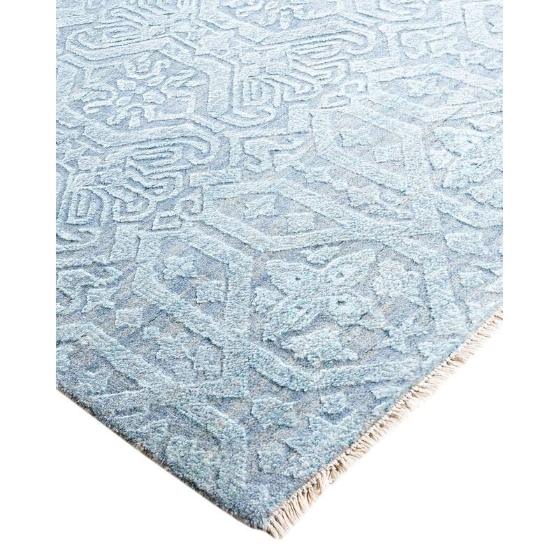 Ikat One-of-a-Kind Hand-Knotted Area Rug, Blue - 8' 1" x 10' 1"