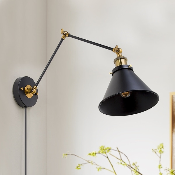 Lnc Modern Farmhouse 1 Light Black Swing Arm Industrial Wall Sconce Lights Black Plug in Cord Size Black1