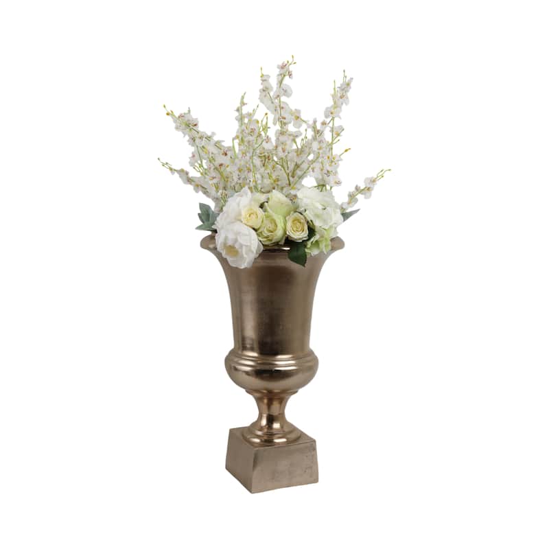Aluminum Decorative Vase Flared Design Metallic Finish - 24" Gold