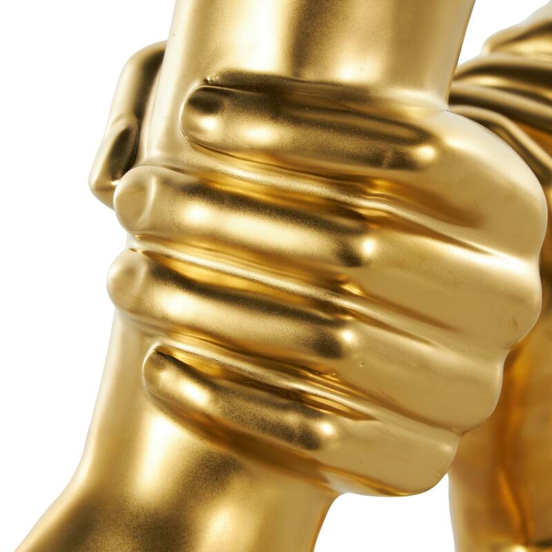 Gold Ceramic Gripping Hands Decorative Sculpture