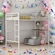 preview thumbnail 1 of 12, Twin Metal Loft Bed with Desk, Ladder and Guardrails, Loft Bed for Bedroom,Twin Multi-Functional Children's Loft Bed,White White
