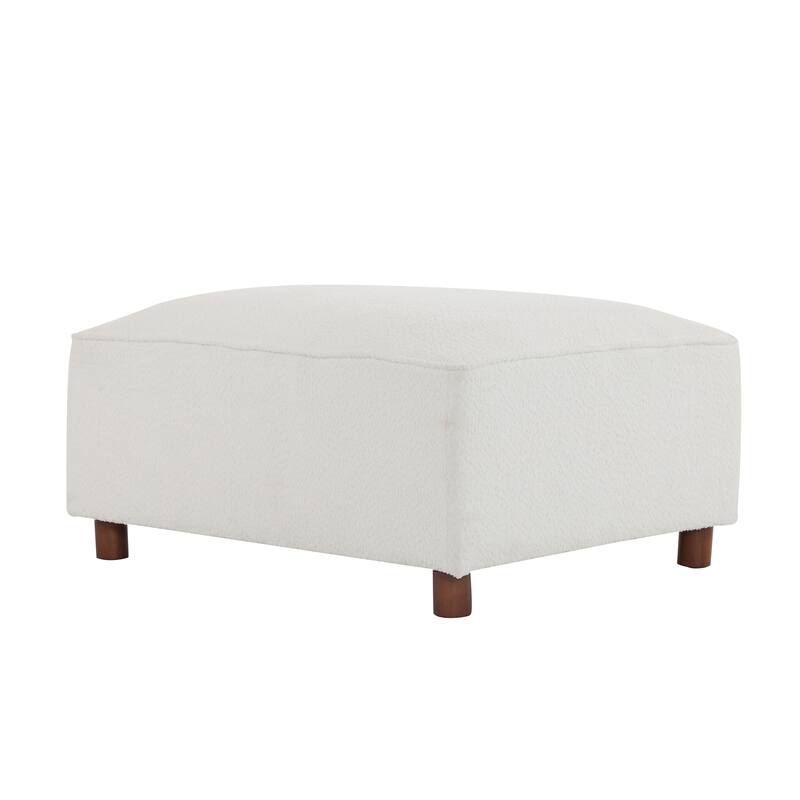 Christopher Knight Home Beige Boucle 130" Sectional Modular Sofa with Ottoman