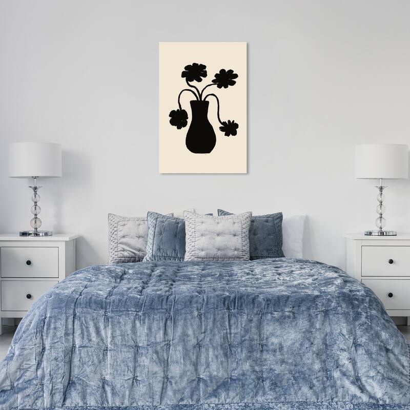 Wynwood Studio Canvas Floral and Botanical Planting Minimalist Black and Cream White Modern & Contemporary Wall Art Canvas Print - 36 x 24