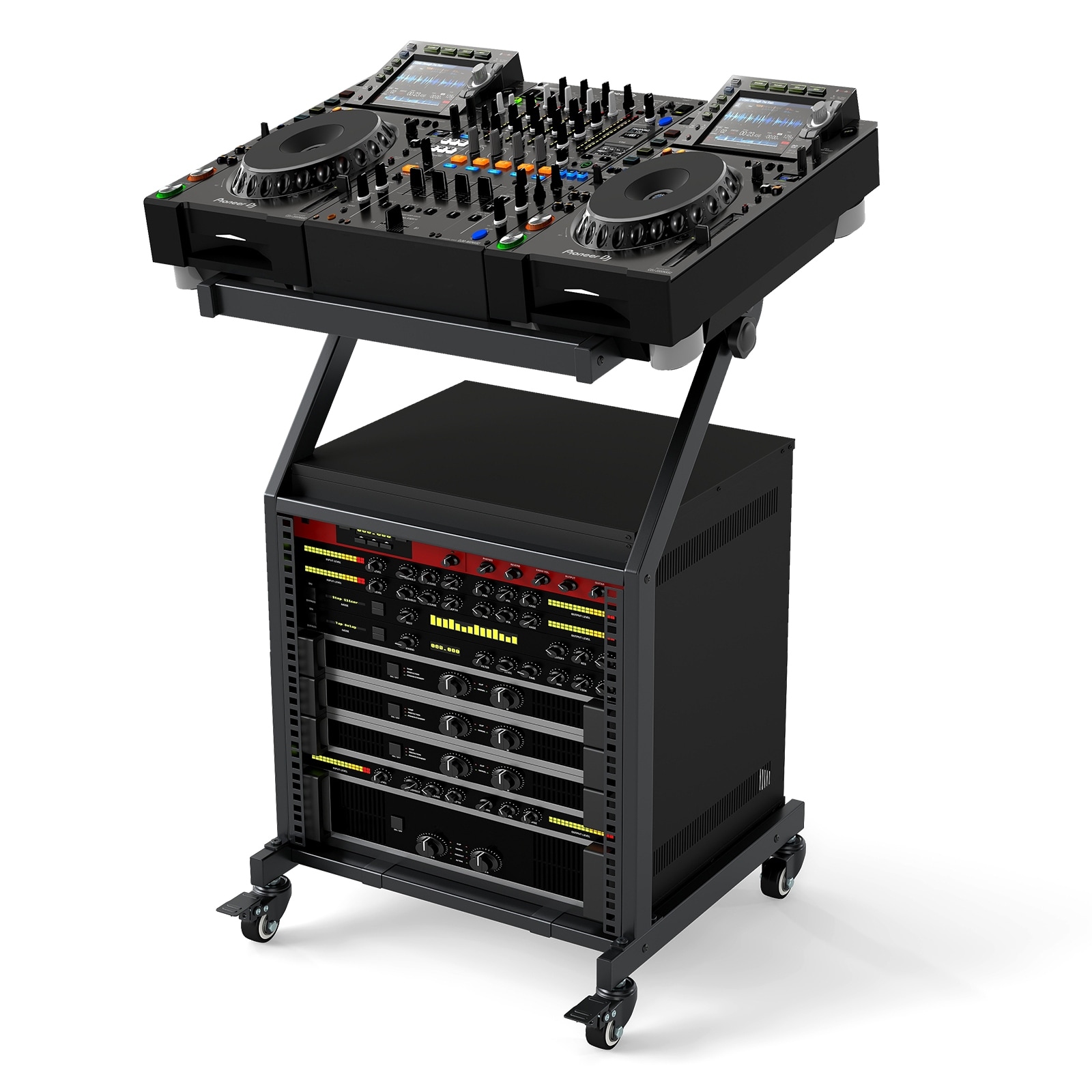Gymax 9U 2 Layer Professional Audio Rack Mount w/Adjustable Crossbars - Black