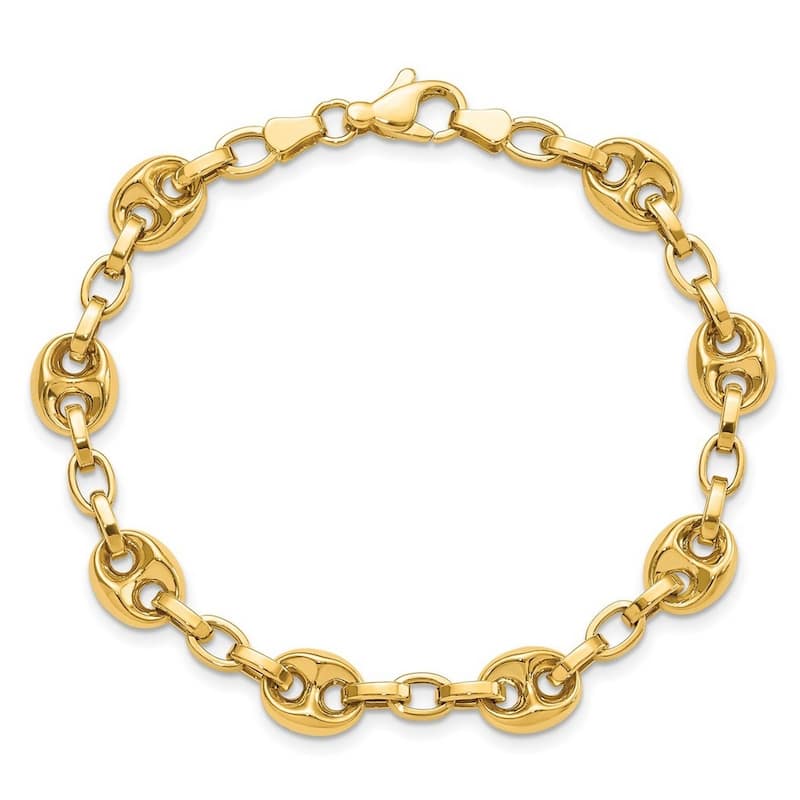 Curata 14k Gold Polished Fancy Link Bracelet 7.75 Inch