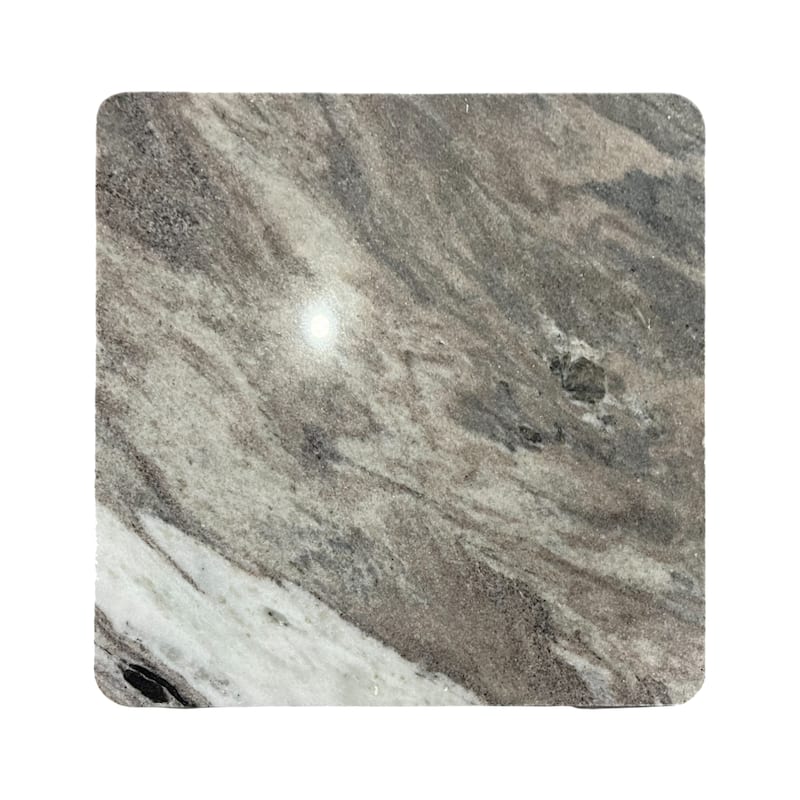 Marble Coffee Table Modern Square Rounded Corners - 17" Gray White - 40.0"