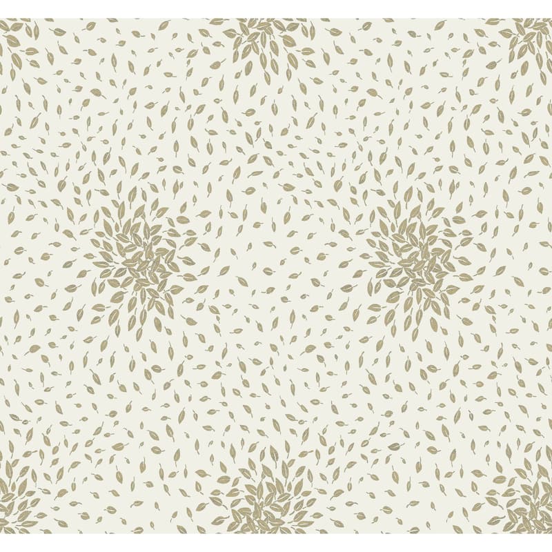 Fillmore, Petite Leaves 26.9' L X 27" W, Wallpaper Roll - Cream & Gold