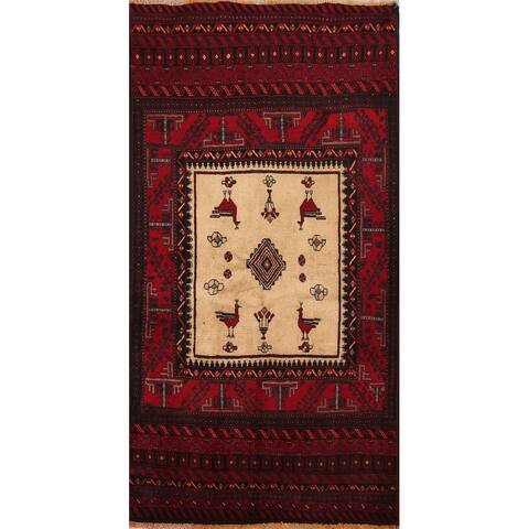Animal Pictorial Balouch Afghan Oriental Area Rug Wool Handmade - 3'6" x 5'11"