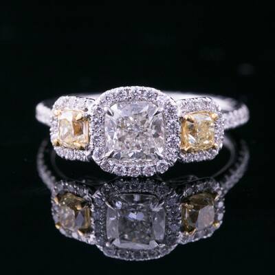 Auriya 18k Gold 5 carat TW Cushion-cut Yellow Diamond Engagement Ring Certified